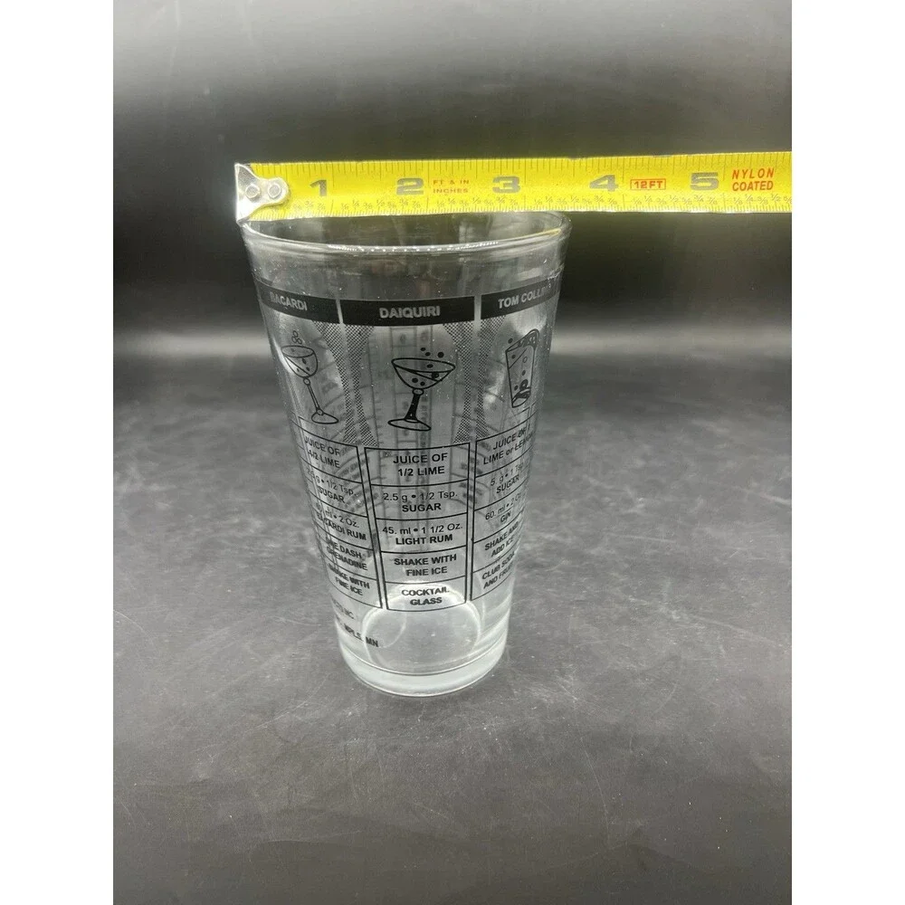 VTG Co-Rect Cocktail Recipe Mixing Glass Tumbler Barware Whiskey Martini 12oz